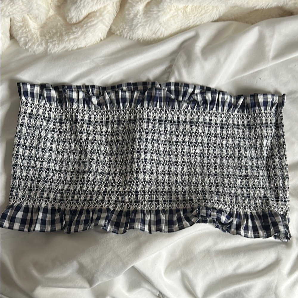 Navy and White Gingham bandeau top